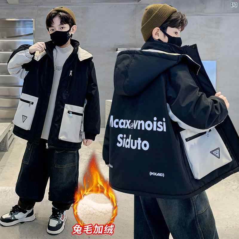 メンズ　ファッション　韓国ファッション　オシャレ　韓国 ボーイズ フリースジャケット 秋冬 厚手 男子 コットン パッド入り 大型 中型 子供用 ジャケット