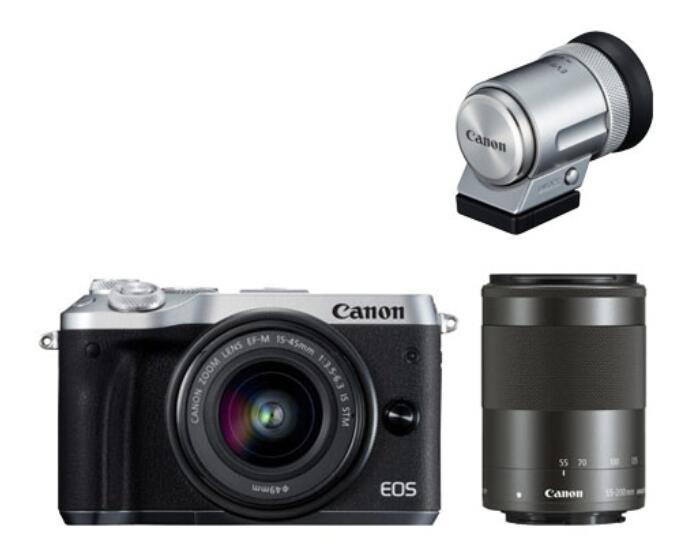 【中古】Canon キヤノン EOS M6 ダブルズームEVFキット シルバー