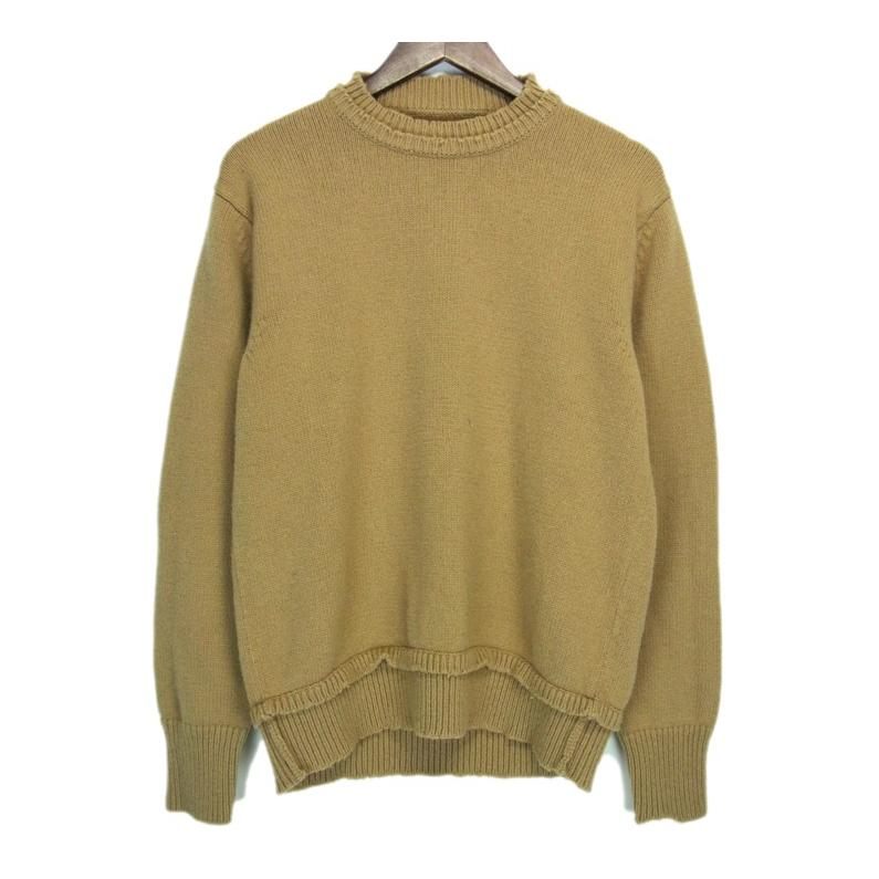 メゾンマルジェラ Maison Margiela 22AW 【 Elbow Patch Crew Neck Sweater ESI1GP0001 S18064 】 エルボー パッチ クルーネック ニット セーター　ベージュ　サイズS　n7912【中古】