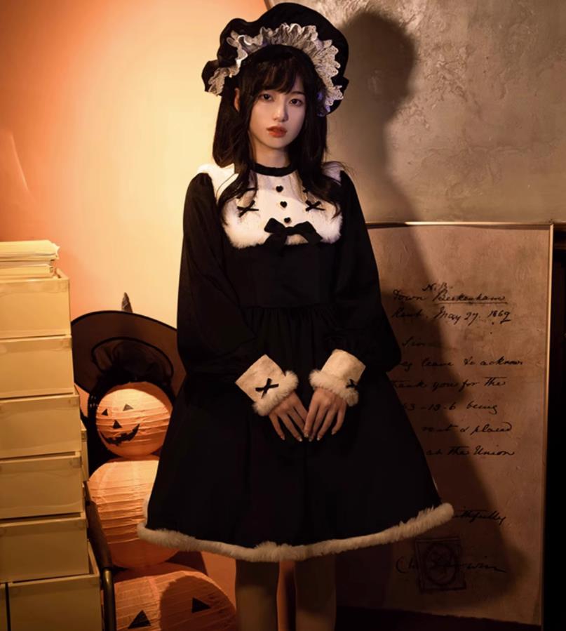 LOLITA ロリータ 厚手//ワンピース　JSK OP ゴスロリ コスプレ メイド服 コスチューム 文化祭 学園祭 衣装 仮装 ハロウィン おすすめ 可愛い 長袖 ドレス　日常　写真　舞台　花嫁　洋服　ハロウィーン　人形ドレス