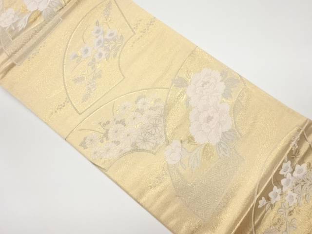 地紙に花模様織出し袋帯【リサイクル】【中古】【着】(prc)