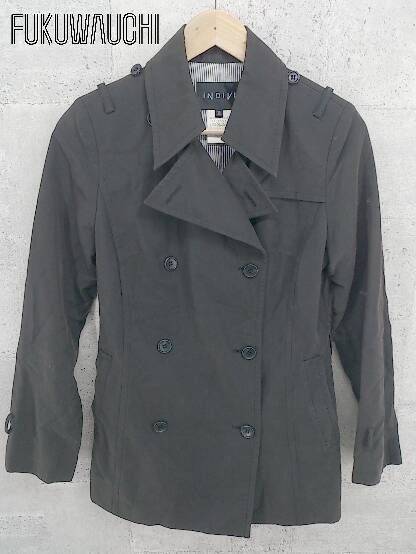◇ INDIVI インディヴィ ダブル 長袖 コート 38 チャコールグレー * 【中古】