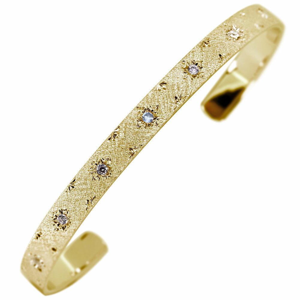 バングル ゴールド 18k メンズ ブレスレット 18金 k18 アクアマリンサンタマリア 誕生石 3月 男性 ジュエリー 彫金 プレゼント 誕生日 記念日 クリスマス ギフト 普段使い おしゃれ