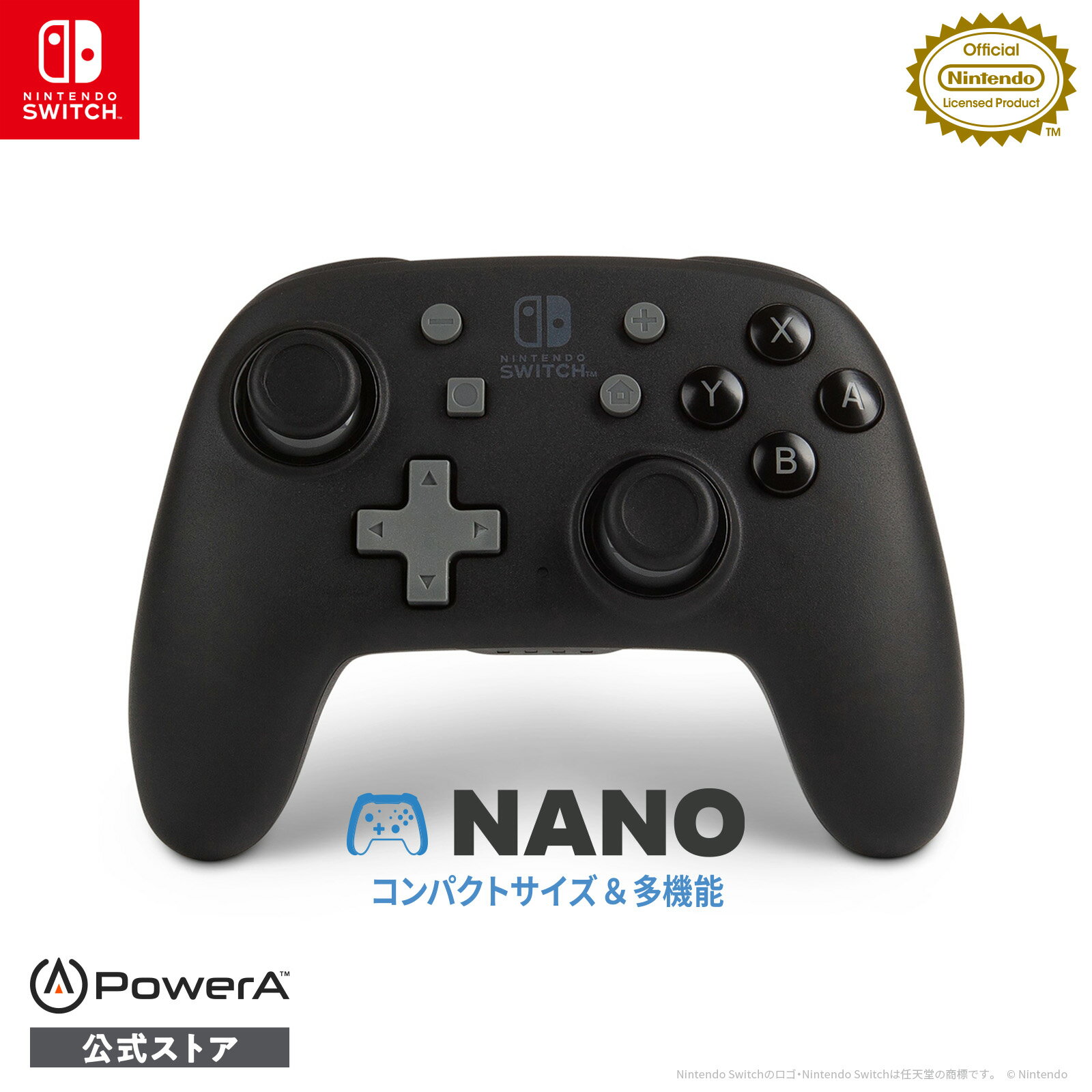 【PowerA 公式ストア】パワーエー ナノ・エンハンスド・ワイヤレスコントローラー for Nintendo Switch - ブラック 【任天堂公式ライセンス商品】送料無料 国内2年保証