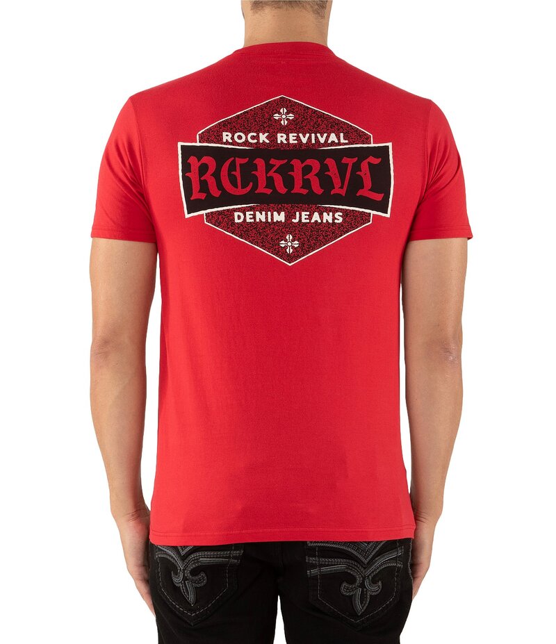 【送料無料】 ロックリバイバル メンズ シャツ トップス Hexagon-Shaped Graphic Logo Short Sleeve T-Shirt Red