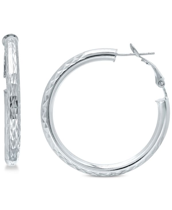 ジャーニ ベルニーニ レディース ピアス・イヤリング アクセサリー Medium Patterned Hoop Earrings in Sterling Silver 40mm Sterling Silver