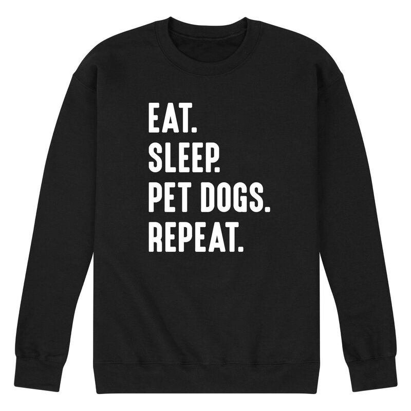 【送料無料】 ライセンス キャラクター メンズ Tシャツ トップス Men's Eat Sleep Pet Dogs Repeat Graphic Fleece Sweatshirt Black