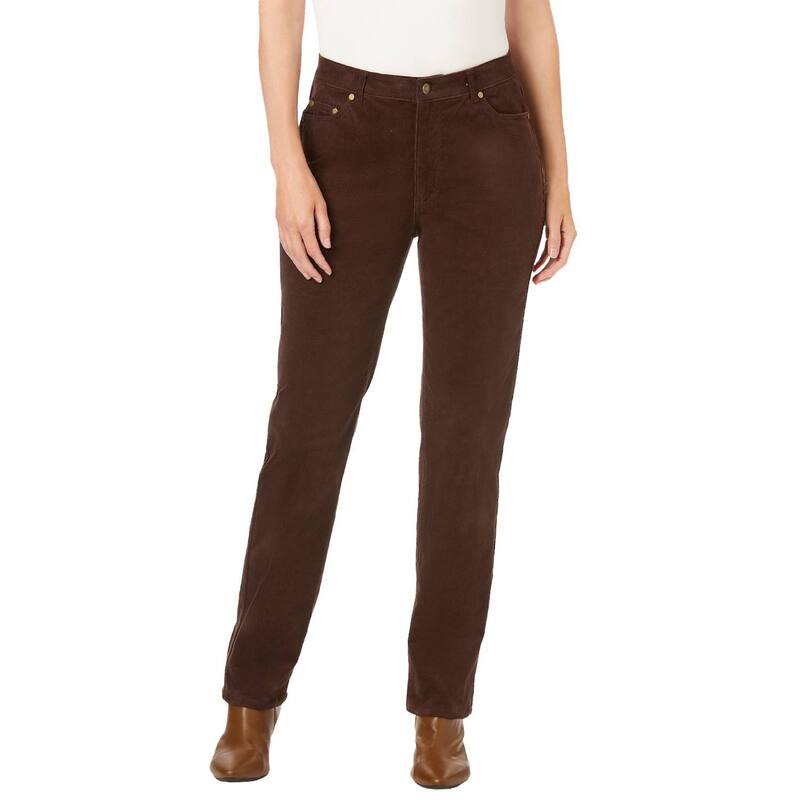 【送料無料】 ウーマン ウィズイン レディース デニムパンツ ボトムス Woman Within Women's Plus Size Tall Stretch Corduroy Bootcut Jean Chocolate