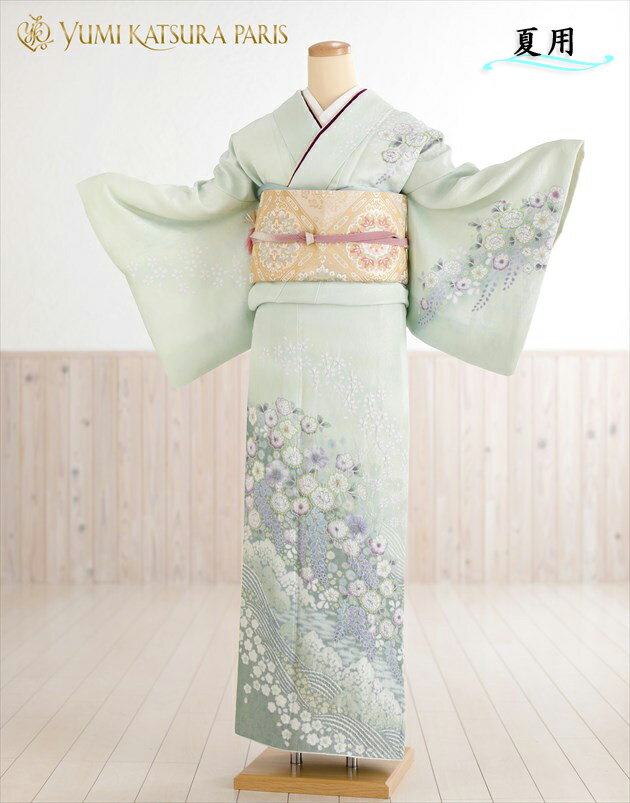 単衣 桂由美 訪問着レンタル 夏用 sh1101 着物レンタル フルセット 結婚式 お宮参り kimono 夏 6月 7月 8月 9月 付け下げ 涼しい ママ 母 母親 人気 高級 ブランド 豪華 houmongi 正絹「風彩」【fy16REN07】【レンタル】