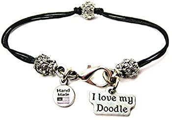【中古】【輸入品・未使用】ChubbyChicoCharms I Love My Doodle、ピュータービーズブラックワックスコットンコードブレスレット、2.5?&quot;