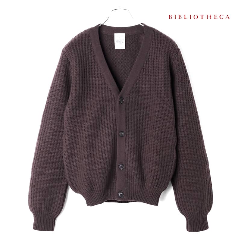 【60%OFF】BIBLIOTHECA / ビブリオテカ｜ウールカシミヤリブ編みローゲージVネックニットカーディガン(US MIL STITCH CARDIGAN)｜（ワイン）｜ 秋冬 ミリタリーセーター ミリタリーニット ローゲージニット メンズ イタリア アウトレット
