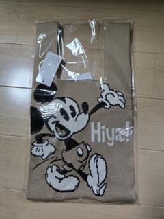 ミッキーマウス トート ニットバッグ　ベージュ