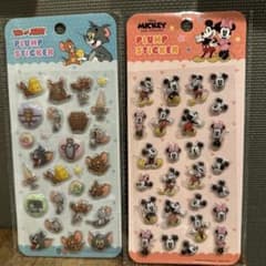 【正規品】トムとジェリー＆ミッキー ぷくぷくシール2種セット