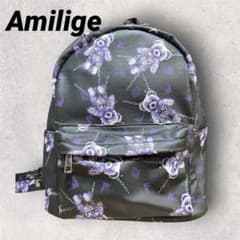 【美品】 Amilige アミリージュ 総柄プリントリュック くぎベア 地雷系