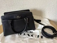 【美品】COACH ブラック レザー ハンドバッグ