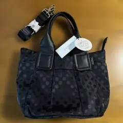 新品タグ付き【イザック】 撥水ポルカドット柄 2way ショルダーバッグブラック
