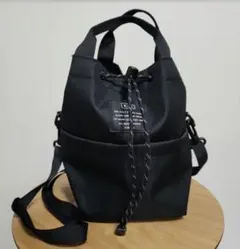 Kiu 2WAY 巾着 ショルダーバッグ ブラック