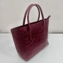 FURLA フルラ　クロコ型押し トートバッグ ボルドー　レザー　ハンドバッグ