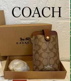 COACH スマホショルダーバッグ ブラウン