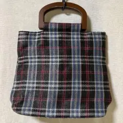 バッグ ウッドハンドルバッグ ハンドバッグ たチェック
