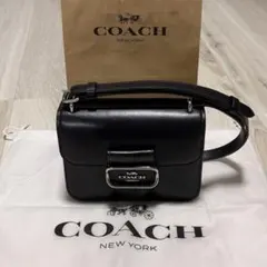 COACH コーチ スクエア クロスボディ ブラック レザー ショルダーバッグ
